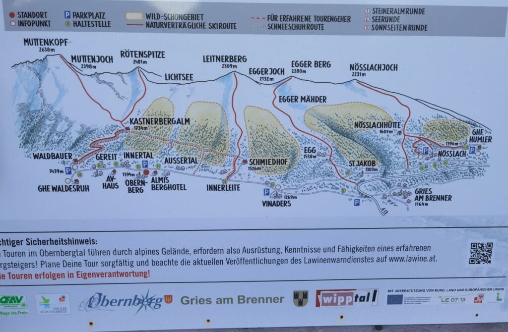 Obernberg Skitour - im Obernbergtal incl. Gries am Brenner