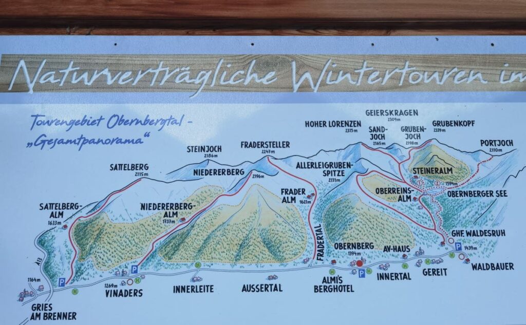 Obernberg Skitour Panorama - das sind die offiziell erlaubten Skitouren